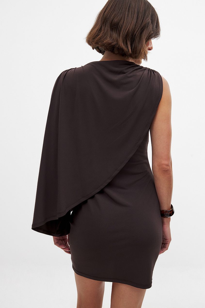 Unique Draped Mini Cape Dress