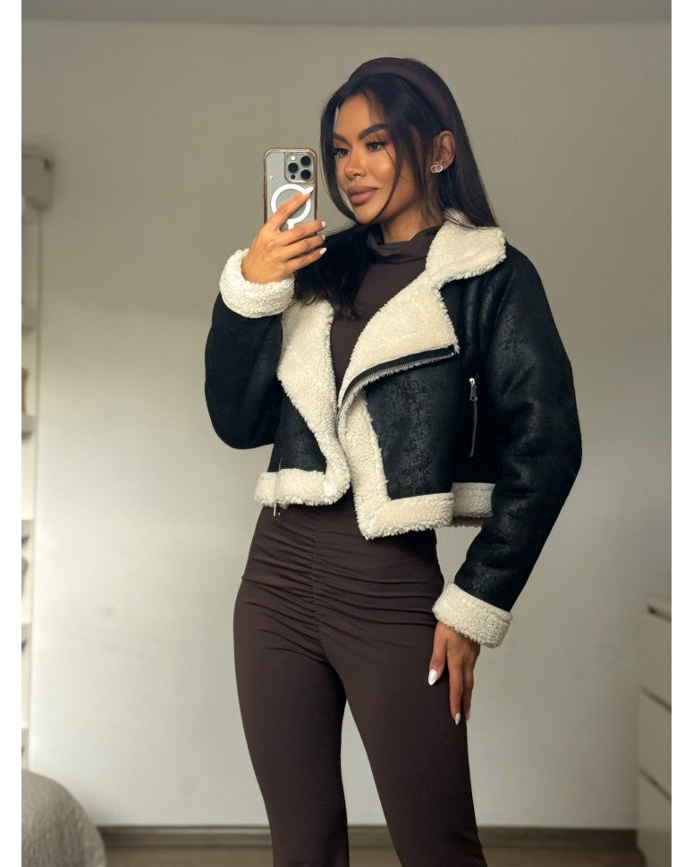 Black Teddy Aviator Jacket