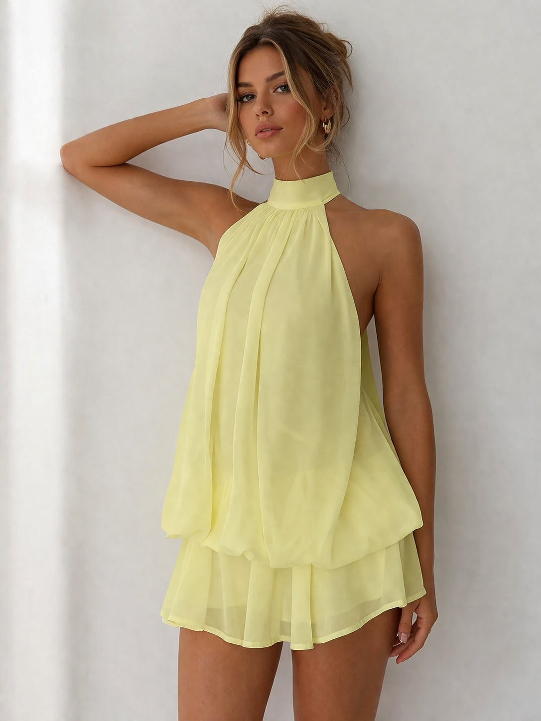 Halter Neck Ruffle Dress