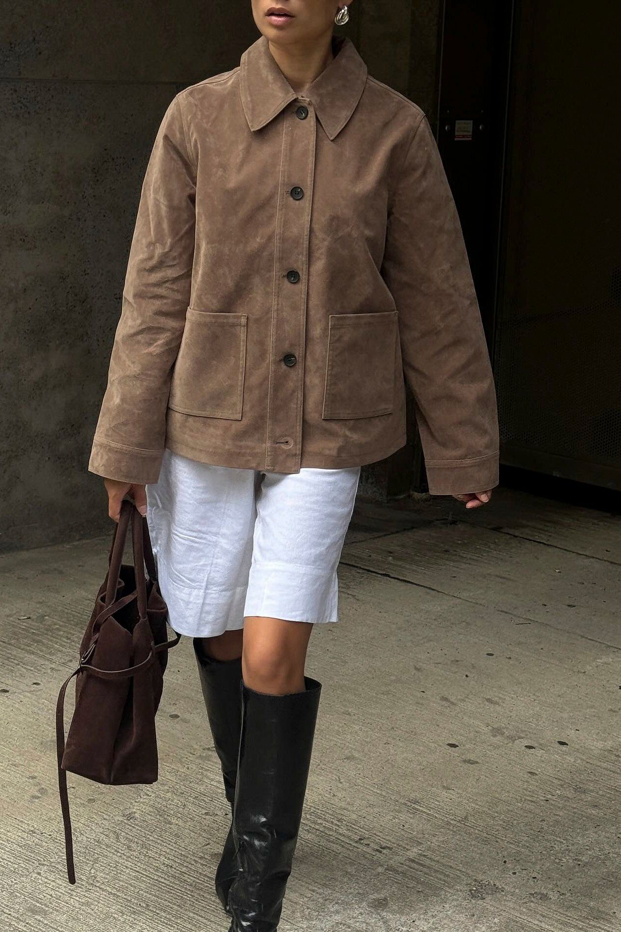 Faux Suede Pocket Jacket