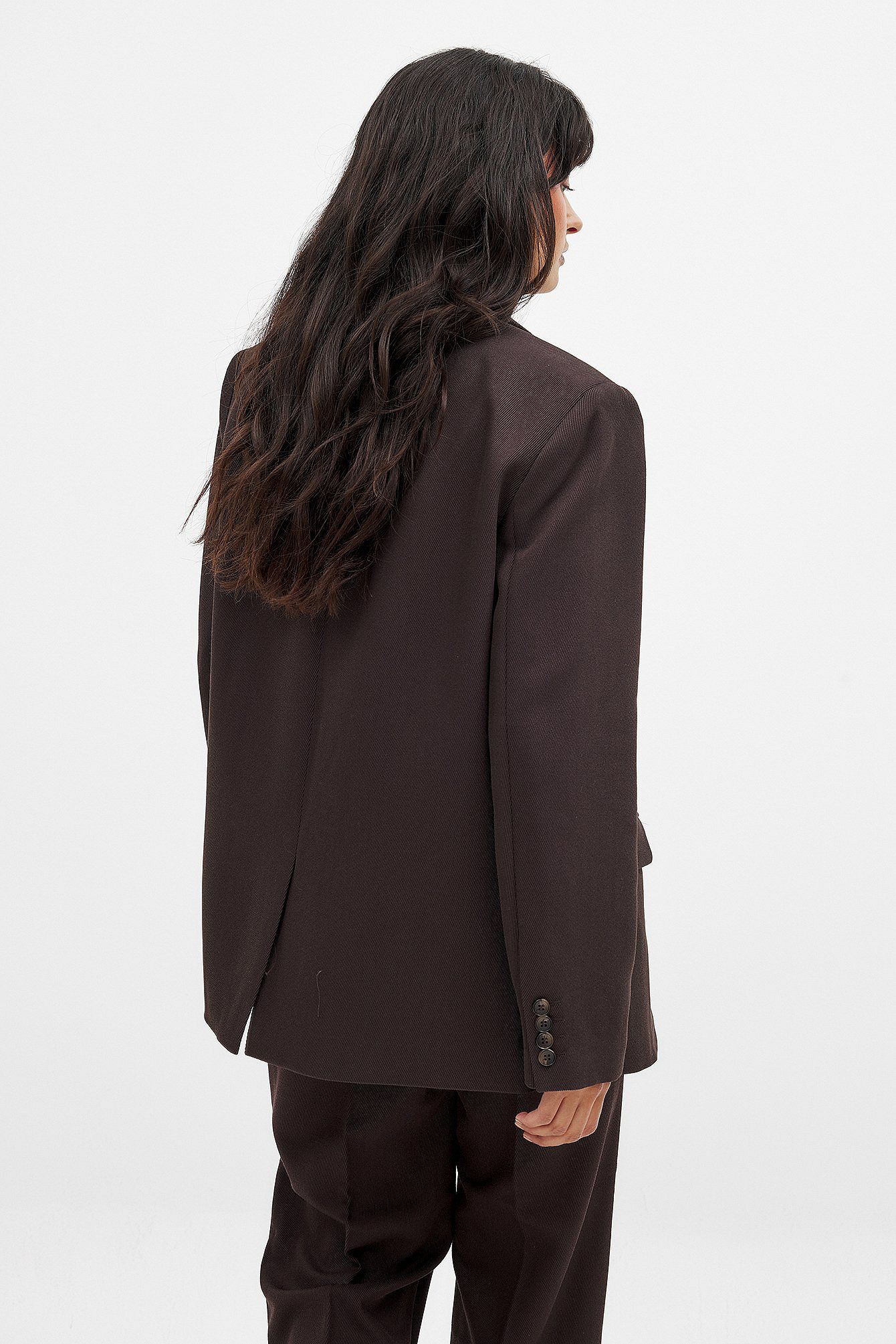 Oversized Brown Twill Blazer