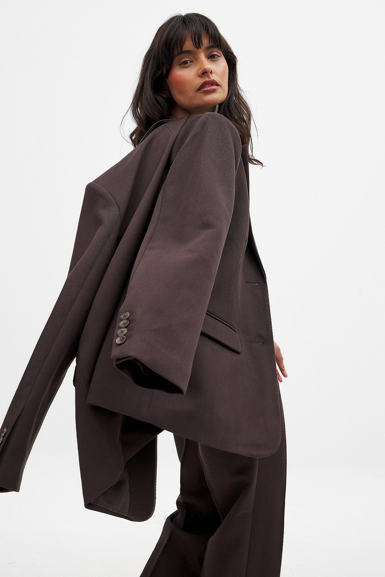 Oversized Brown Twill Blazer