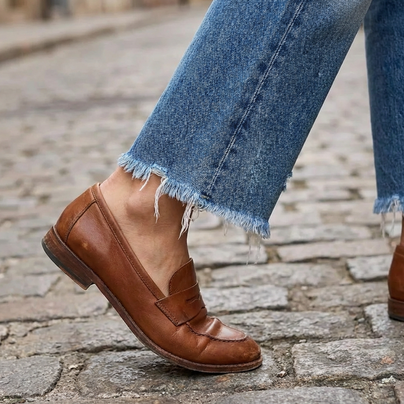 Jeans dritti corti da donna in stile retrò